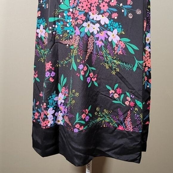 Trina Turk Black Floral Midi Fit & Flare Dress Sz 2 - Picture 5 of 13